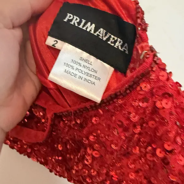 Primavera Couture 3572 Sz 2 Red Cocktail Formal‎ Dress Short Sequin Homecoming - Image 8