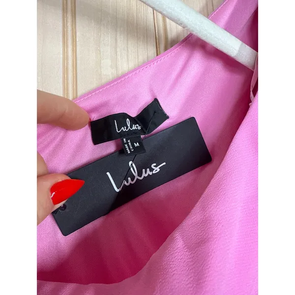 NWOT Lulus Simply Brilliant Pink One-Shoulder Bow Maxi Dress Bridesmaid Size M - Image 6
