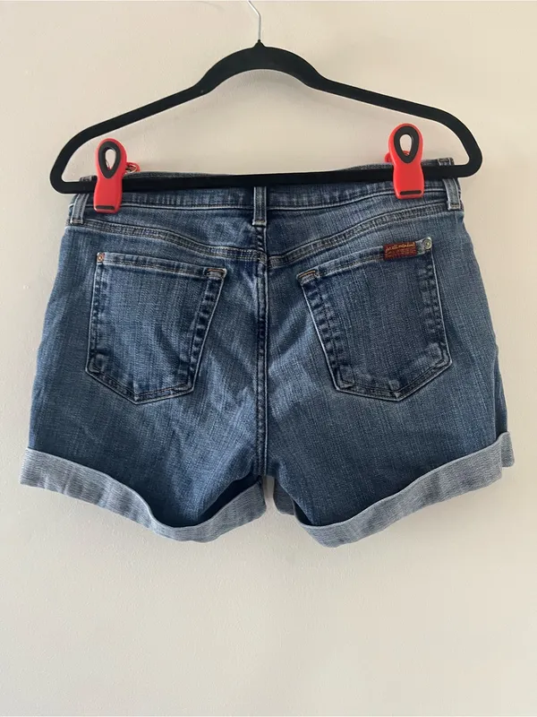7 For All Mankind Relaxed Roll Denim Shorts 28 Medium Wash Casual Minimalist - Image 5