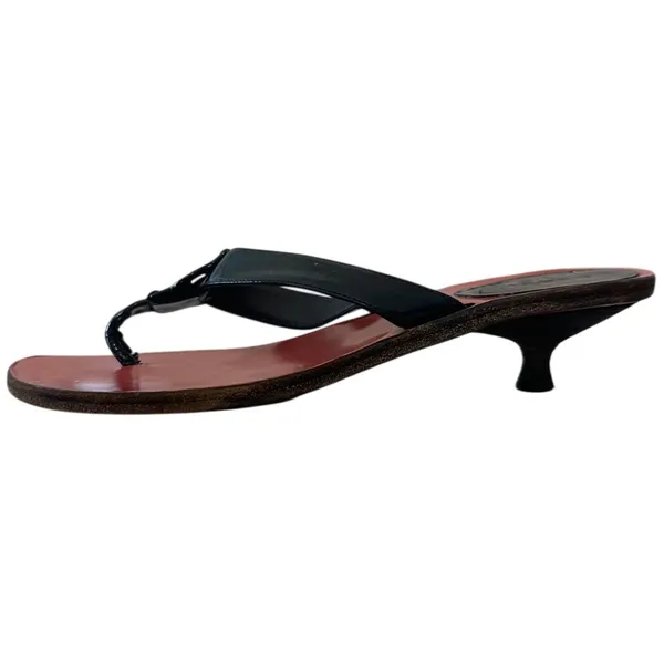 Gucci Black Patent GG Kitten Heel Thong Sandals 6.5B‎ - Image 7