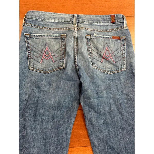 7 For All Mankind A Pocket Jeans Womens Blue Flare Low Rise U130J055U 31 - Image 4
