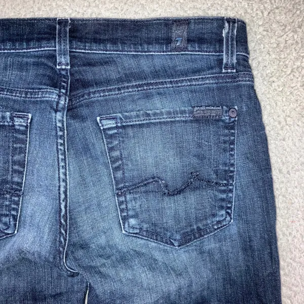 7 For All Mankind Cropped Jeans Women 27 Dark Wash Low Rise‎ Cuffed Hem Fit 28 - Image 12