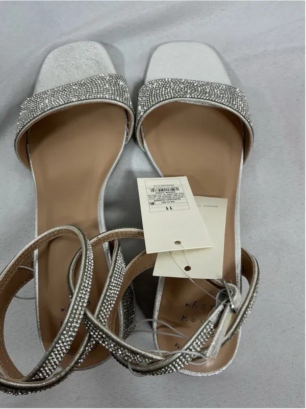 Womans NWT A New Day Shannon Strappy Dress Sandals Size 11 Silver Rhinestones - Image 5