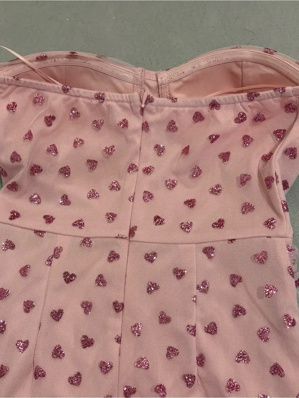Superdown Fifi Pink Glitter Heart Strapless Mini Dress XS NWT Coquette Barbie - Image 9
