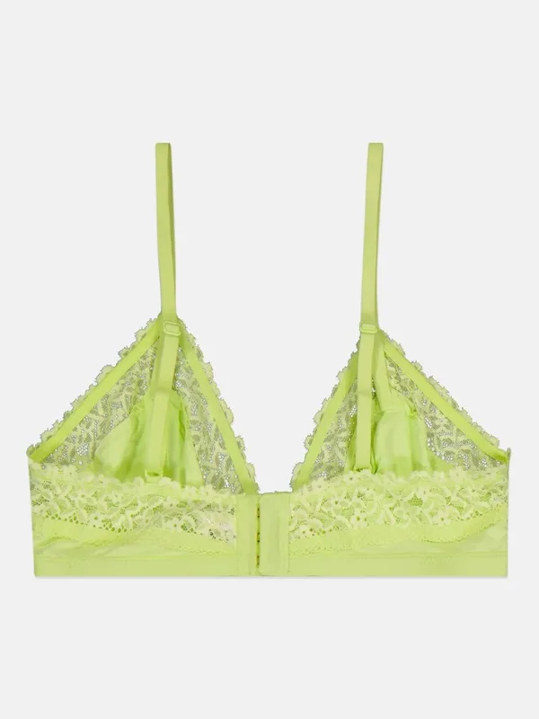 Aerie Lace Detail Non Padded Bra, Lime Size XL - Image 2