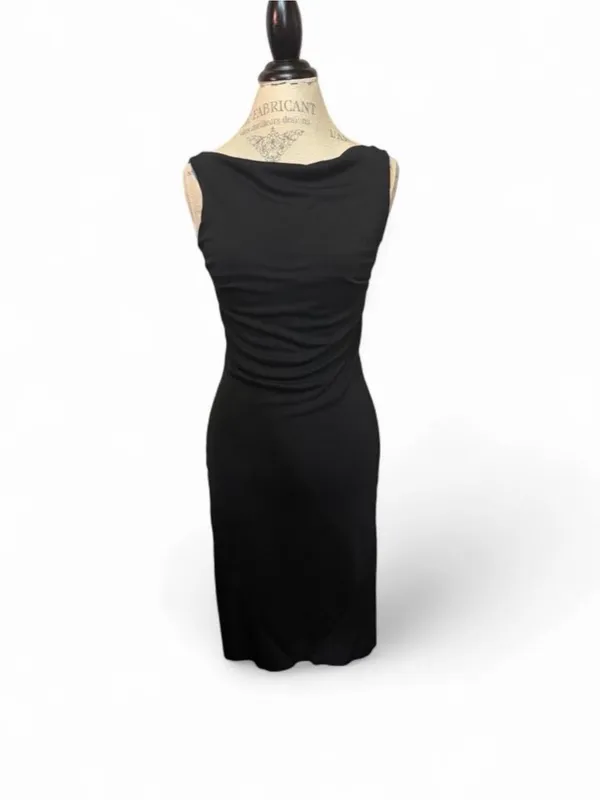 Express Black Draped Pencil Midi Dress Sz 5/6 - Image 2
