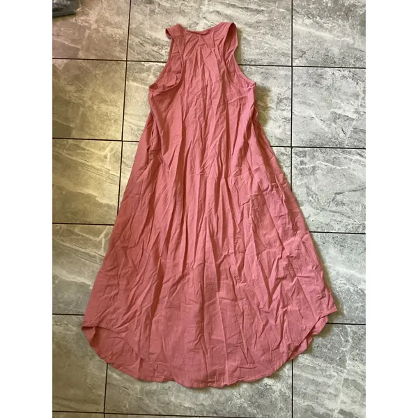 Halara NWOT Womens XS Pink Sleeveless V-Neck High Low Racerback Maxi Dress Boho - Image 4
