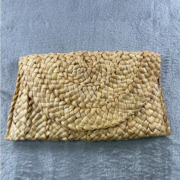 Handmade Straw Clutch Handwoven Purse Boho Coastal Beach Resort Woven Festival Bag - Image 2