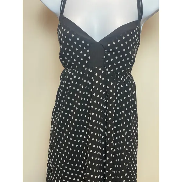 BCBGeneration High‑Low Maxi Dress Size L Black White Strappy Accent - Image 2