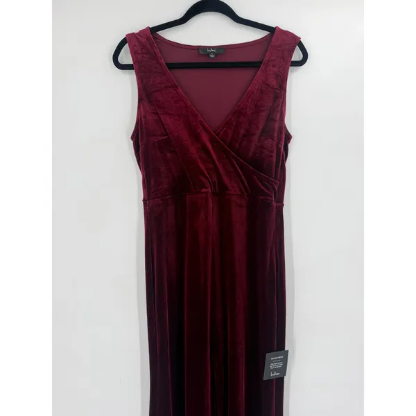 Lulus Crushing It Maxi Dress Size L Burgundy Velvet Slit Gown Old Hollywood NWT - Image 5