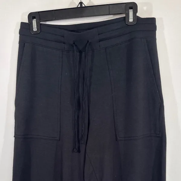 Quince Black Wide Leg Crop Pants Women Medium Drawstring Culottes Gorpcore Cozy - Image 3