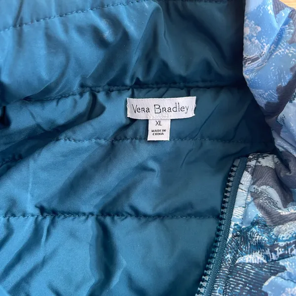 Vera‎ Bradley Reversible Puffer Jacket Coat Textured Garden Blue Size XL - Image 6