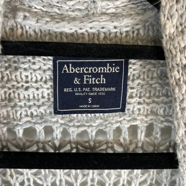 Abercrombie Fitch Women Knit Open Front Cardigan Sweater Light Gray‎ Size S - Image 4