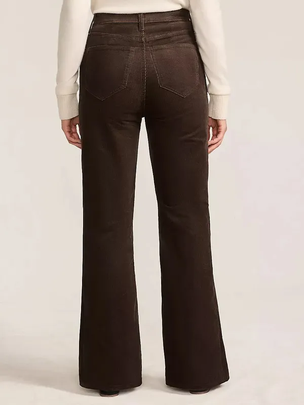Lands’ End High Rise Corduroy Flare Pants Coffee Brown Size 10 Sold Out Color - Image 4