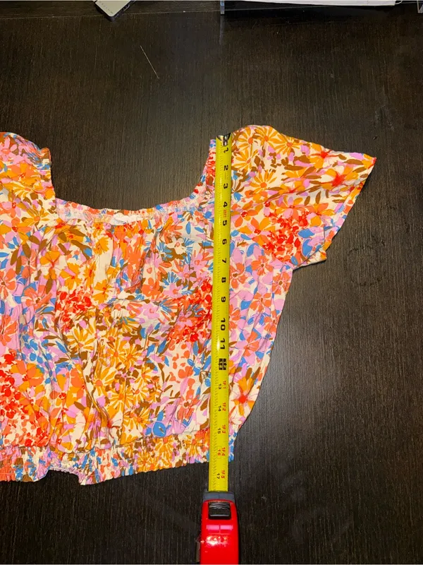 Sadie & Sage Floral Off-the-Shoulder Smocked Crop Top Boho Cottagecore - Image 5