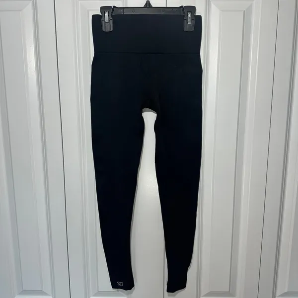 SET‎ ACTIVE Leggings Womens S Black Sculptflex Ribbed Seamless High Rise Gym - Image 2