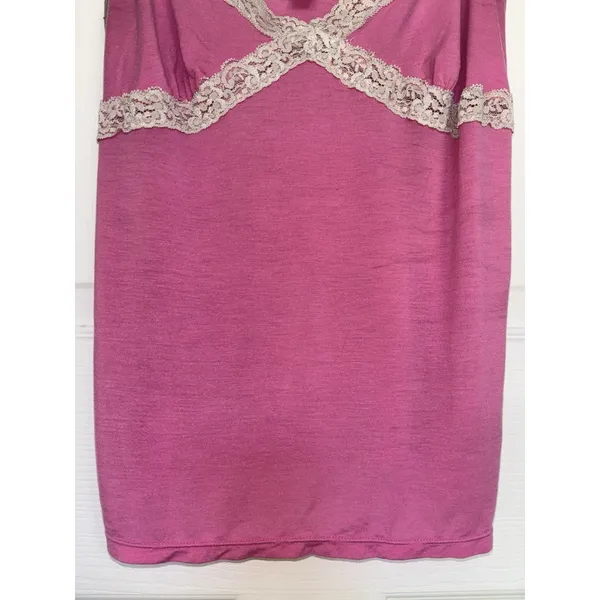 Y2K Victoria’s Secret Pink Lace Trim Babydoll Cami Coquette M Fairy Stretch - Image 6