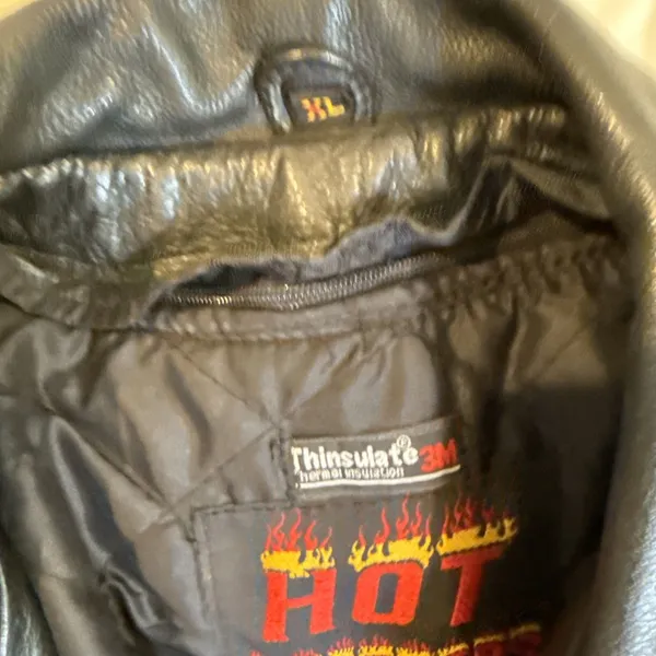 Hot Leathers Studded Black Motorcycle Jacket Zip Out Lining Harley patch Size XL - Image 14