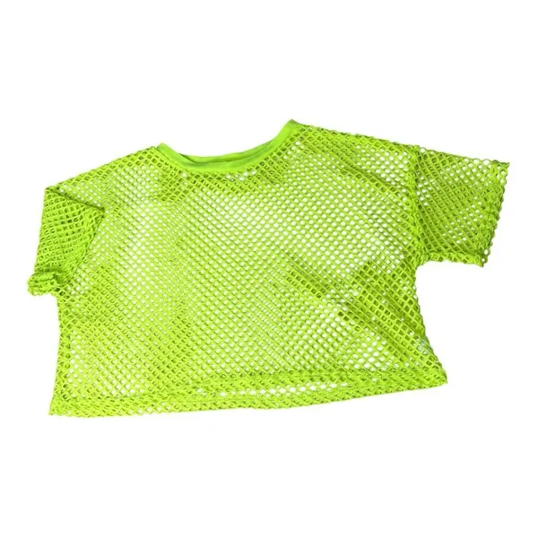 Fishnet Top Women Size XL Neon Green Crop Top Crewneck T-shirt Casual Boho - Image 3