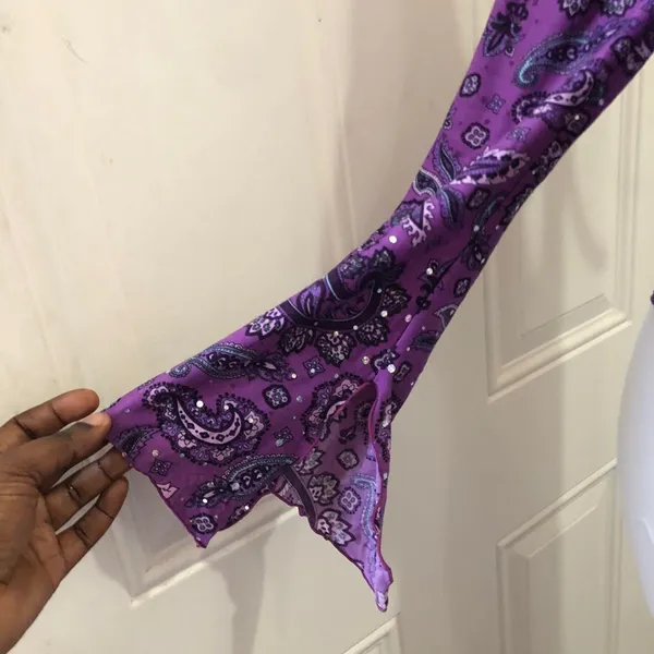 Y2K Vintage Purple paisley top shirt blouse long flare sleeves w/slit beaded rhinestone embroidery #whimsygoth #fairy #grunge - Image 2
