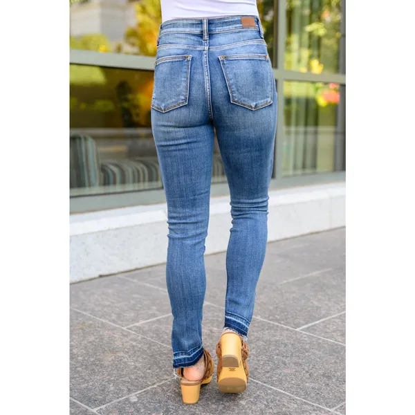 Judy Blue Catch and Release Side Slit Skinny Fit High Rise Dark Wash Denim Jeans - Image 5