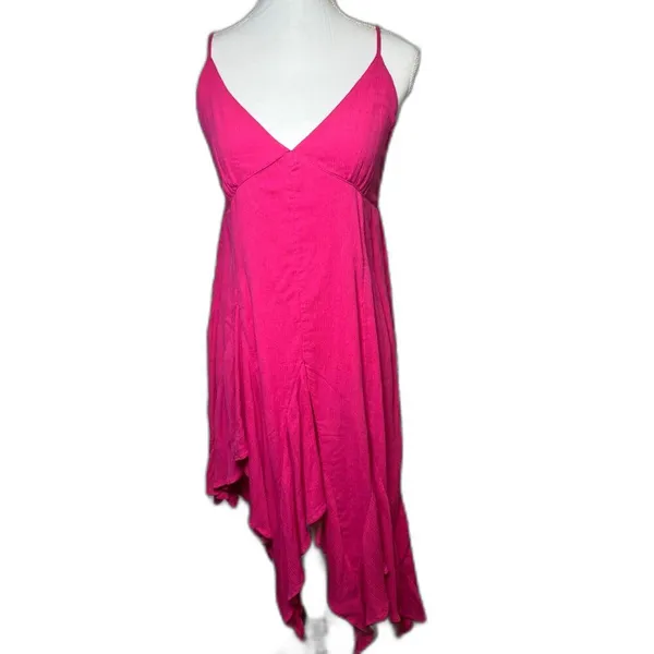 Free People Tumi Tunic Asymmetrical Flowy Dress Pink Size Medium Nwot - Image 3