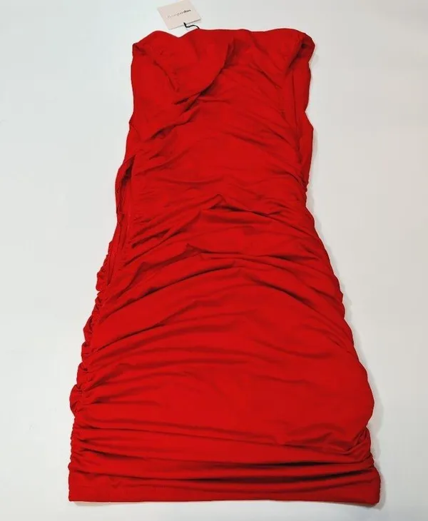 Superdown Farrah Ruched Dress in Red XS - Image 11