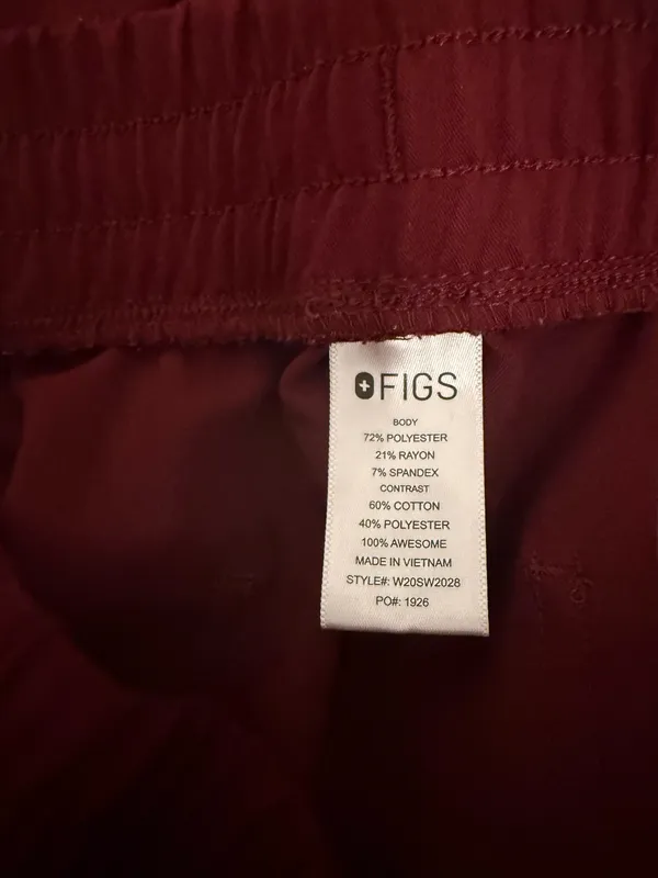 FIGS Zamora Jogger Scrub Pants Burgundy M Technical Collection FIONx Yoga Waist Healthcare - Image 6