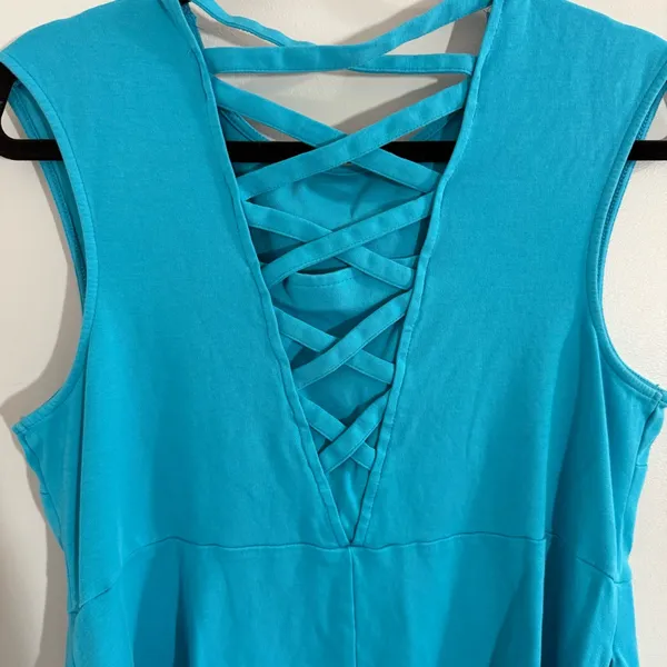 New York & Company Blue Sleeveless Cut out Back Dress with pockets Size XL - Image 6