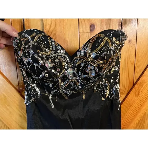 DEB Womens Blk Strapless Bead/Sequin Long Mermaid Event Gown Sz 5 nwt (3016) - Image 2