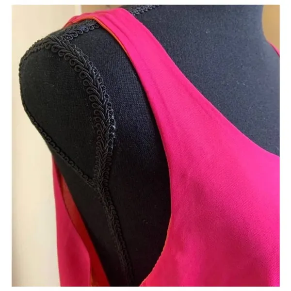Women’s Myth Sleeveless Semi-Sheer Tank Top Tunic Pink and Orange Size L - Image 2