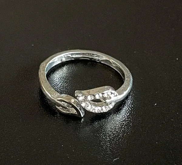 Adjustable silver leaf open ring - Image 5