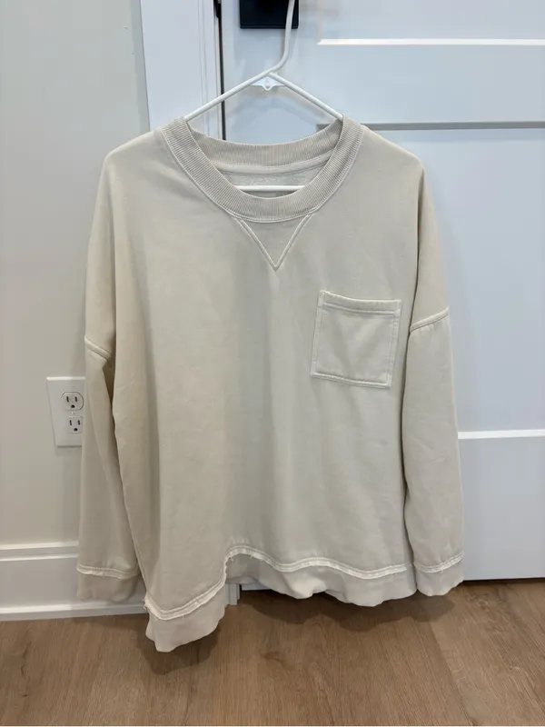 Natural Reflections Cream Oversized Pocket Pullover Size XL - Image 2