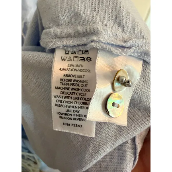Calypso St. Barth Shirtdress Womens S Blue Linen Blend Macrame Belt‎ Midi Dress - Image 6