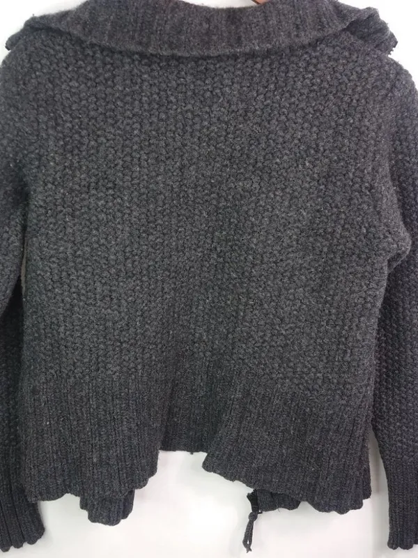 GAP L Thick Lambswool Zip Front Sweater in Charcoal Gray - Image 2