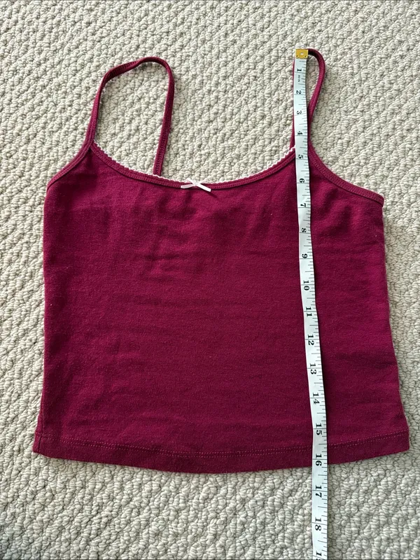 Garage Size Small Women's Burgundy Spaghetti Strap Tank Top - Image 2