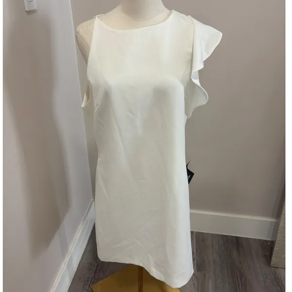 Lulus White Asymmetrical Ruffle Sleeve Shift Mini Dress XL Bridal Graduation - Image 4