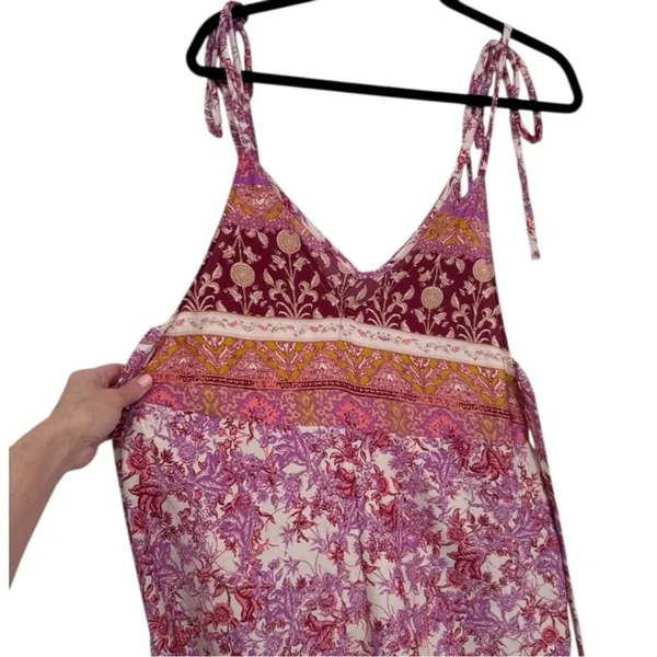 Free People Leona Floral Printed Jumpsuit Lilac Size Medium Boho Beachy Festival - Image 10