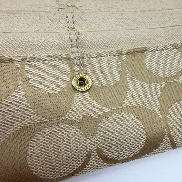 Coach Signature C Flap Beige Canvas Wallet - Image 8