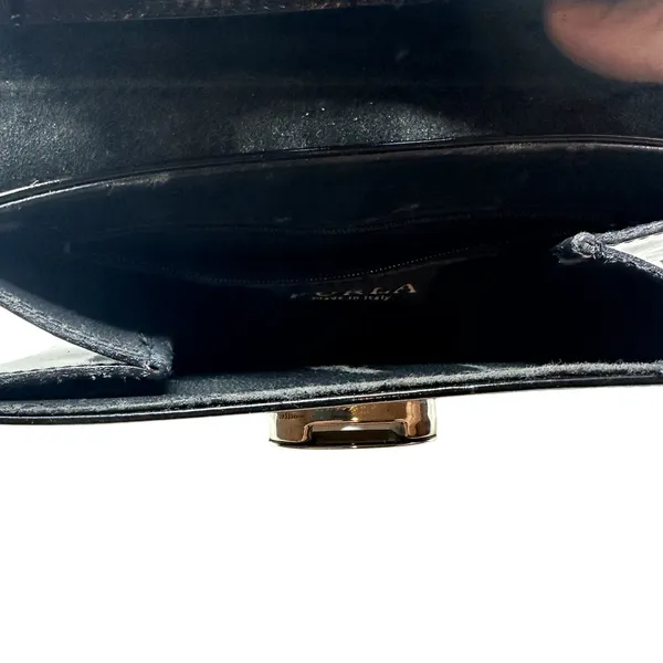 Furla Vintage‎ Shoulder Bag Purse PVC Vinyl Silver Buckle Black - Image 7