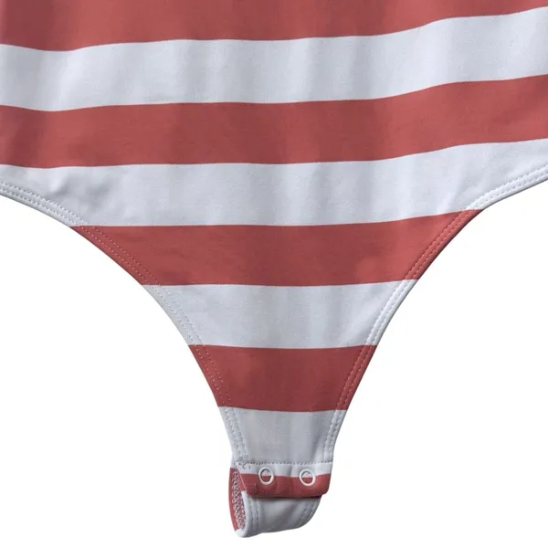 Aritzia Babaton White Pink Striped Short Sleeve Bodysuit‎ Feminine Festival Feminine XS - Image 4