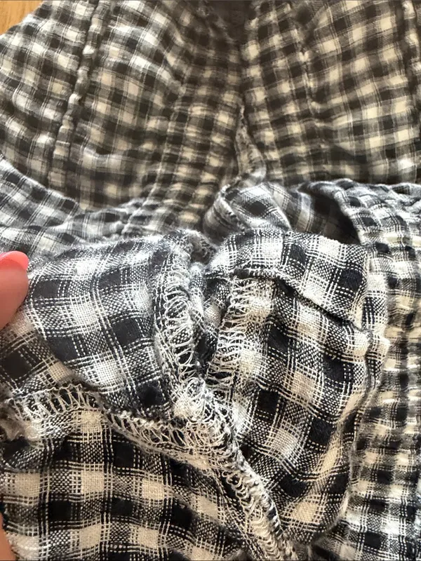 Quince 100% European Linen Shorts Classic Mini Gingham Sz XL - Image 4