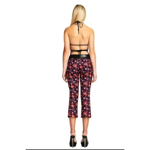 I.AM.GIA Womens Rylee Cropped Pants Black Pink‎ Hearts Stretch XS - Image 10