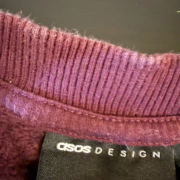 ASOS DESIGN Womens Crew Neck Sweatshirt Burgundy Maroon Fleece Pullover Size S‎ - Image 4
