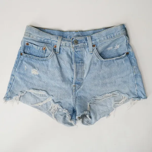 Levi’s High Waisted Light Wash 501 Denim Shorts - Image 3