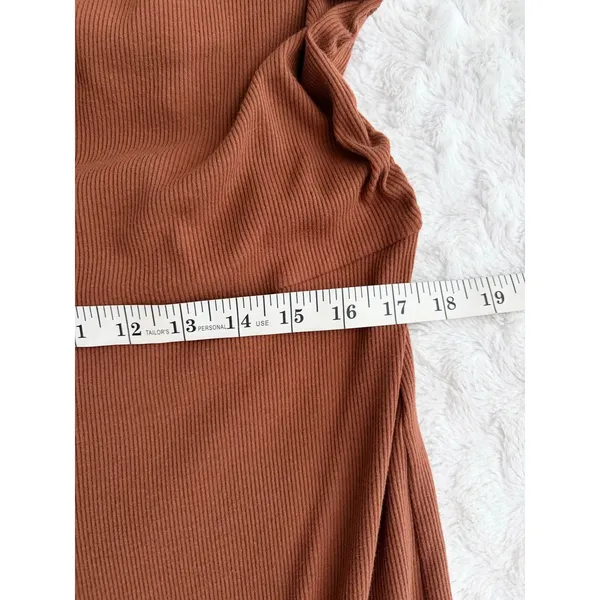 NEW Aerie Brown Halter Ribbed Slim Flare V-neck Boho Casual Jumpsuit XXL - Image 8