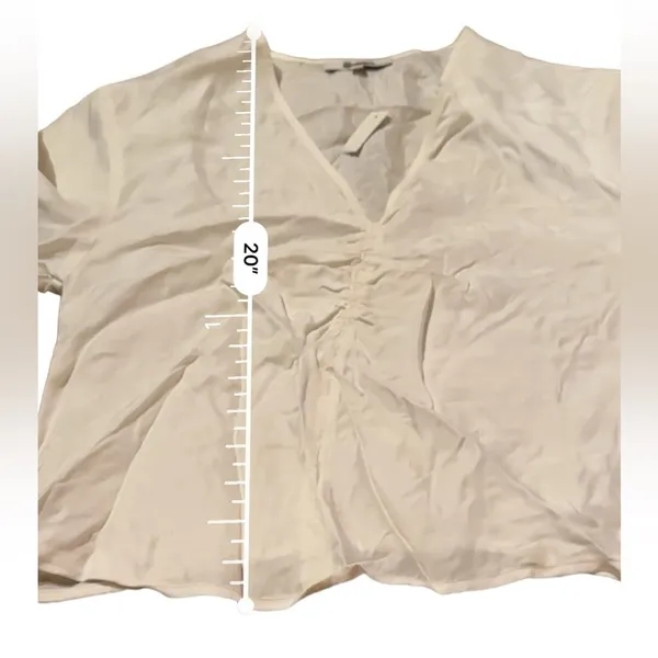 Madewell Brushed Ruched-Front Long Sleeve V Neck Top in Lighthouse Sz 0‎ NEW - Image 13