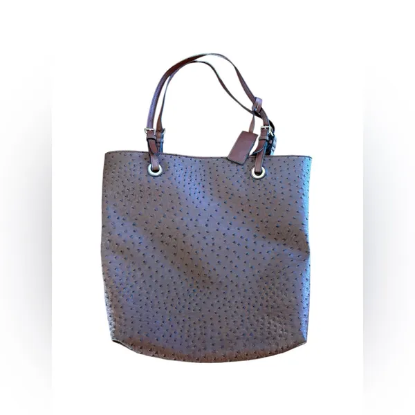 Scarleton Brown Ostrich Embossed Tote 17” Y2K Boho Luxe Oversized Bag - Image 2
