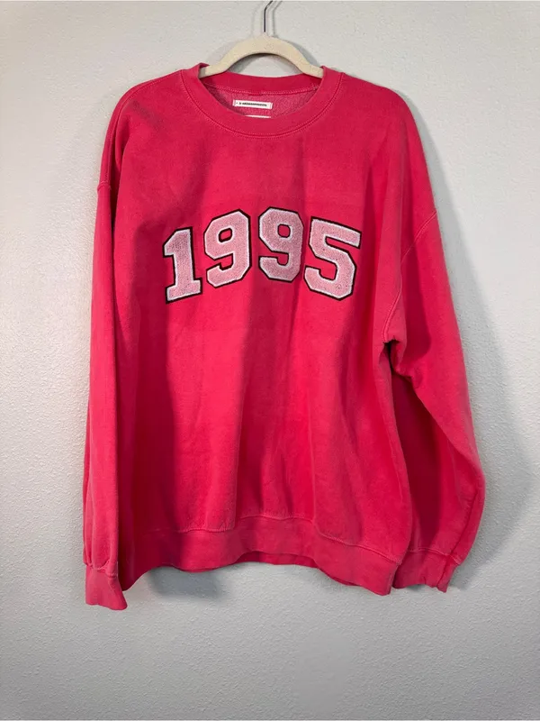 Anthropologie Pink 1995 Crewneck Sweatshirt Womens M Oversized Casual Athlesuire - Image 12