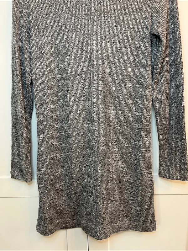Lou & Gray Heathered Gray Ribbed Turtle Neck Long Sleeve Dress - Size Medium - Image 9
